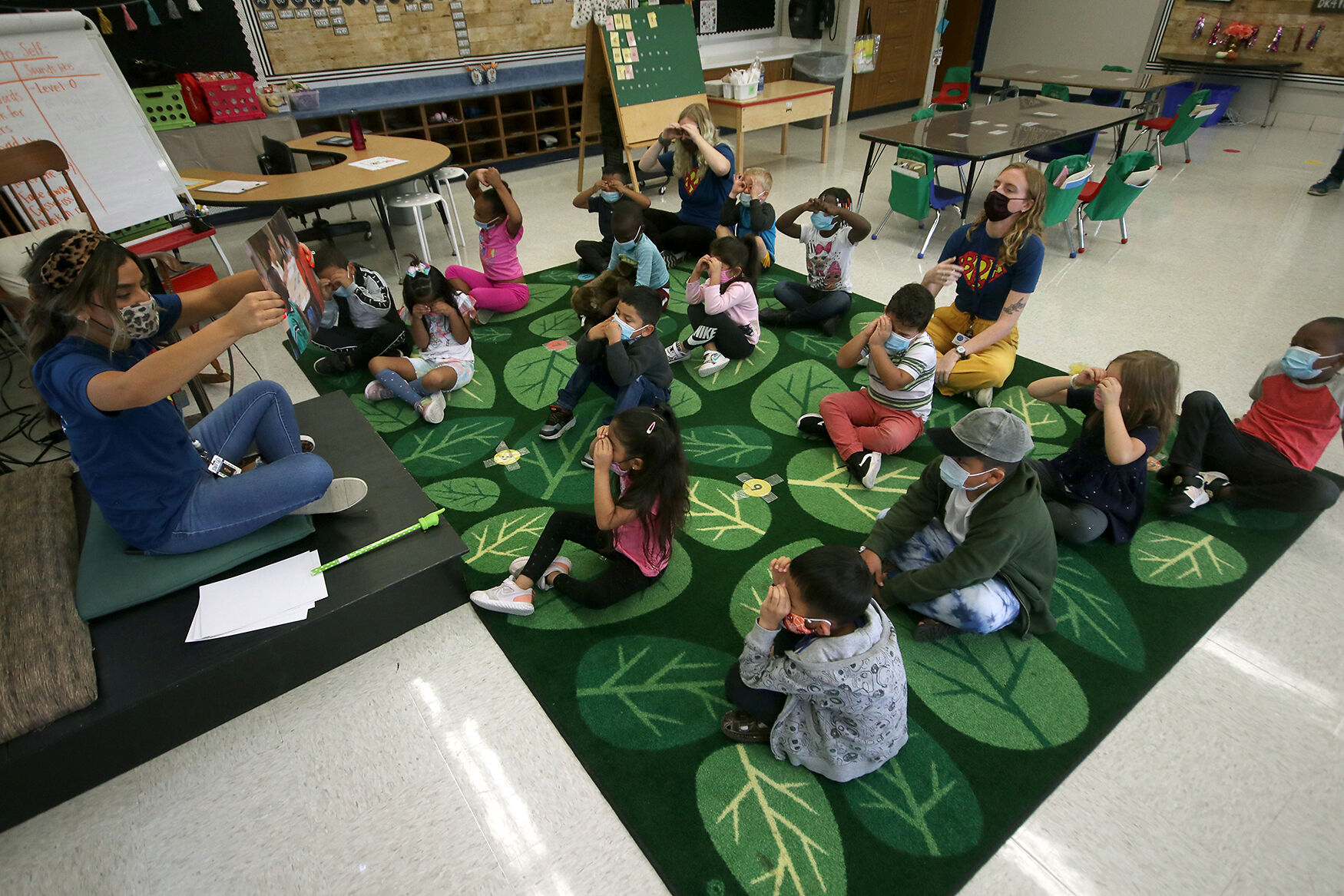 Students participate in a social-emotional learning lesson